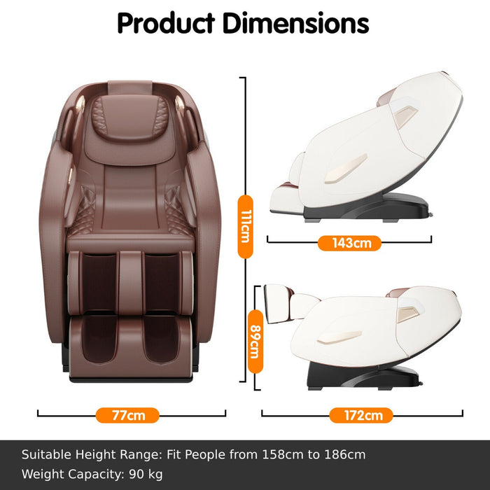 Electric Shiatsu Massage Chair with SL Track, Bluetooth, Heat and Airbag-