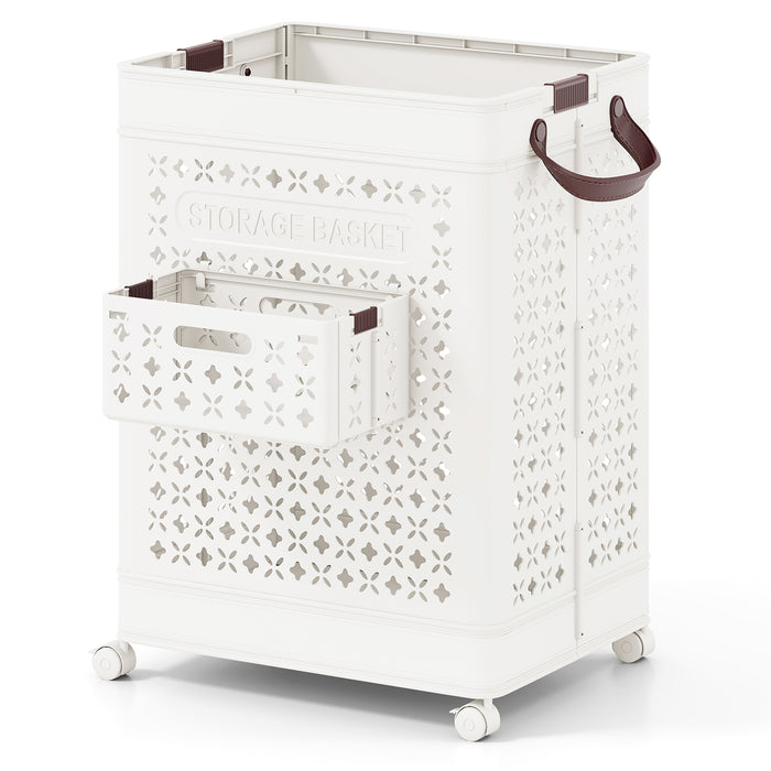 75 L Collapsible Laundry Basket with Underwear Basket and Handles-