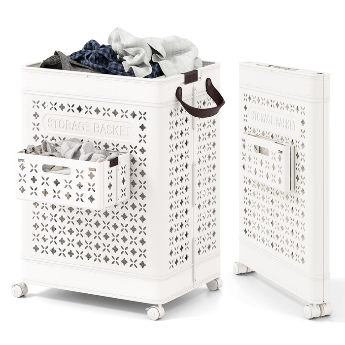 75 L Collapsible Laundry Basket with Underwear Basket and Handles-