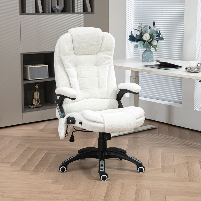 Vinsetto Boucle Six-Point Massage Office Chair - White | Aosom UK