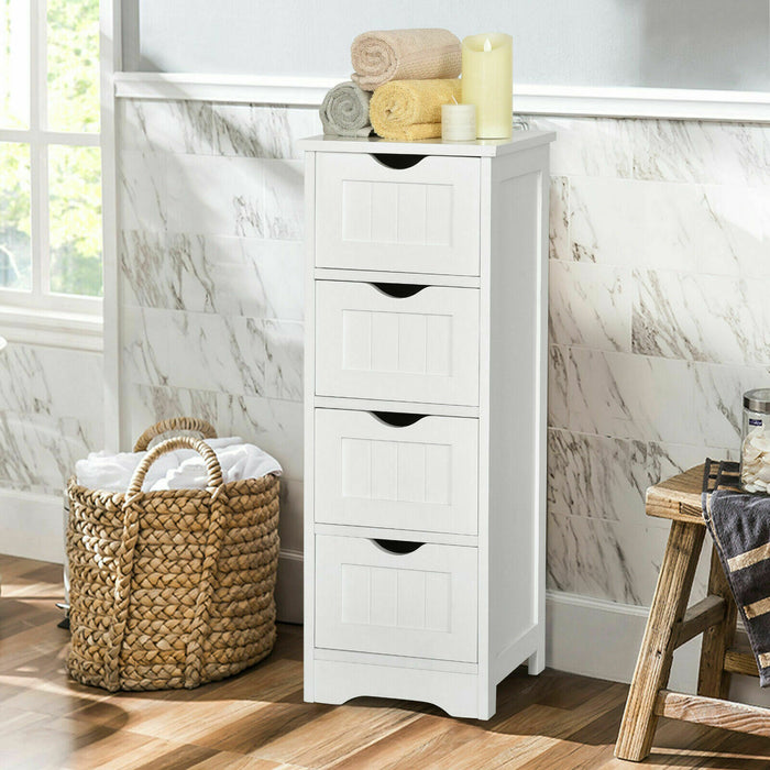 4 Drawers Bathroom Floor Cabinet with Curved Handle-