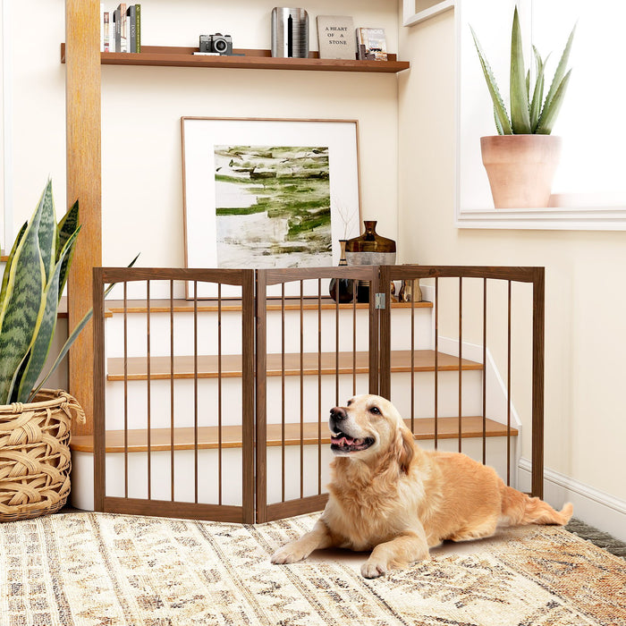 76 CM Tall Pet Gate Wooden Dog Fence 3-Panel Room Divider Barrier-