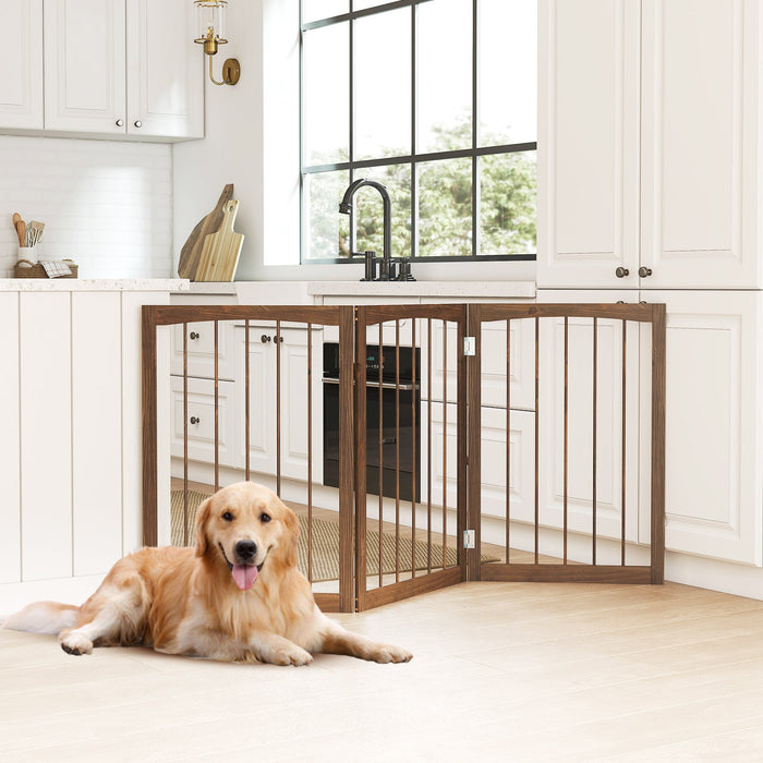 76 CM Tall Pet Gate Wooden Dog Fence 3-Panel Room Divider Barrier-