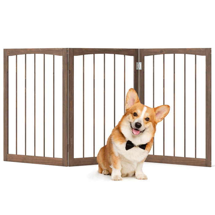 76 CM Tall Pet Gate Wooden Dog Fence 3-Panel Room Divider Barrier-