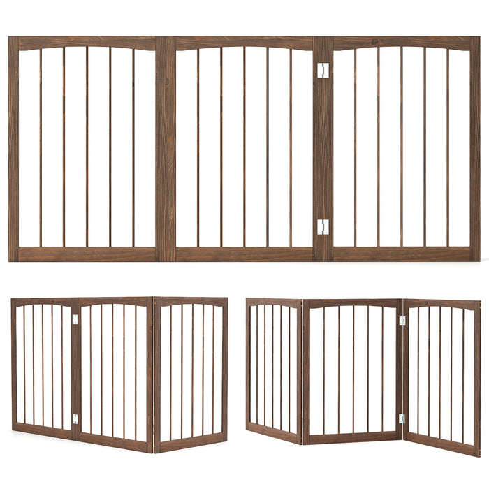 76 CM Tall Pet Gate Wooden Dog Fence 3-Panel Room Divider Barrier-
