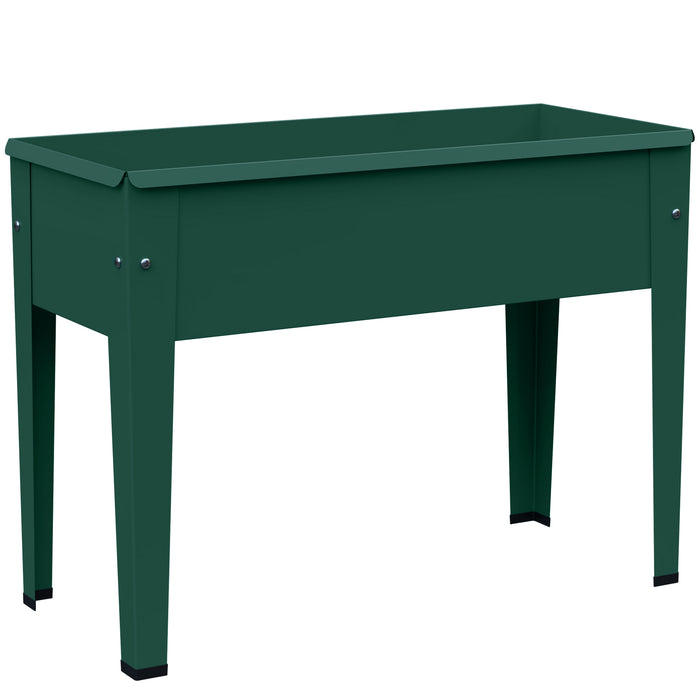 Outsunny Raised Planter, Metal Raised Garden Bed on Legs with Drainage Hole and Foot Covers, Green