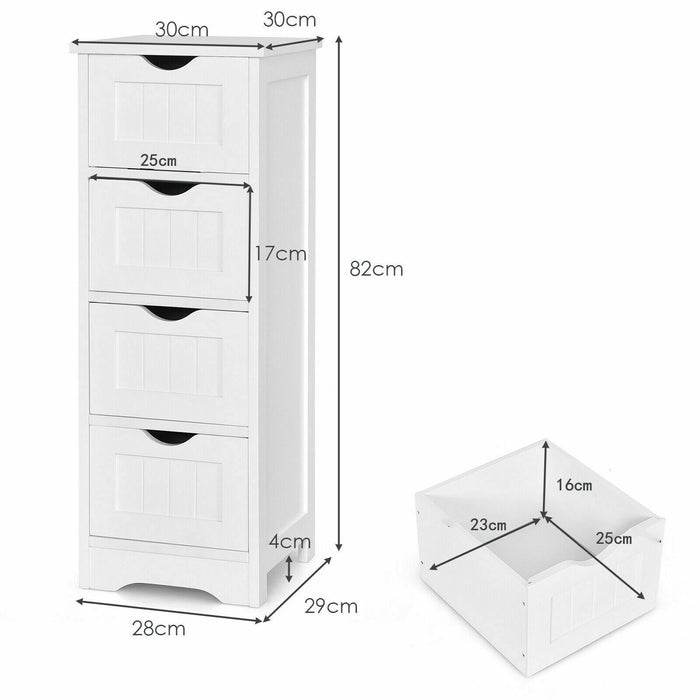4 Drawers Bathroom Floor Cabinet with Curved Handle-