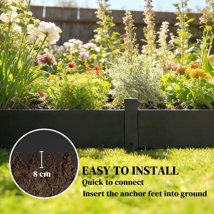Outsunny 5pcs Garden Fence, Metal Picket Fence Panels, 102x20cm, Black