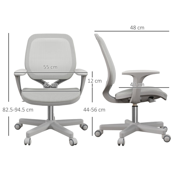 Vinsetto Office Chair, Breathable Mesh Swivel Desk Chair with Adjustable Height and  360° Swivel Security Wheels for Home Office, Study, Grey