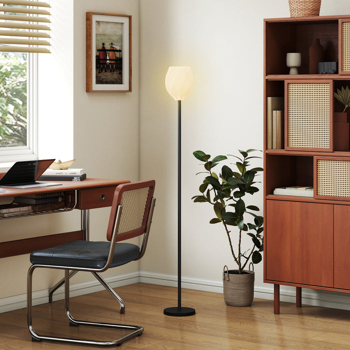 HOMCOM Flower Floor Lamp for Living Room, 3D Printed Modern Standing Lamp with Rose Shade, 3 Colour Temperature & Foot Switch, Minimalist Tall Pole Lampshade for Bedroom, Office, White