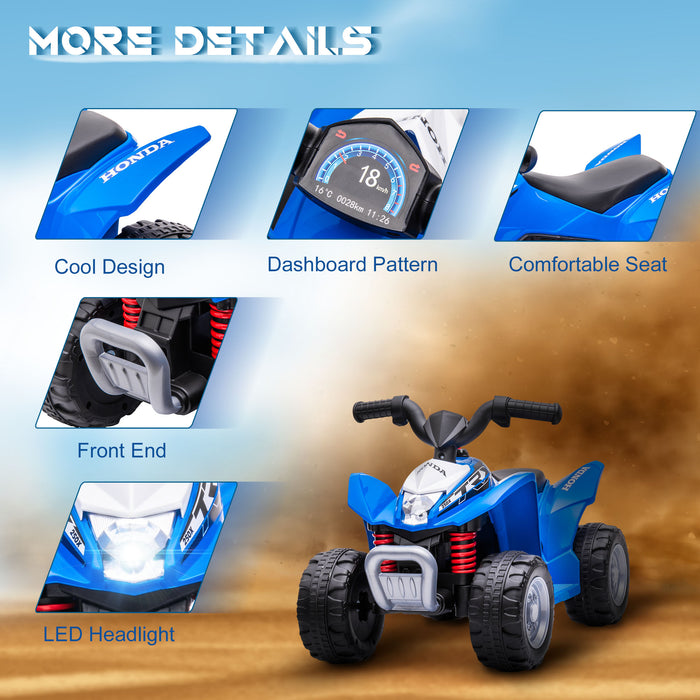 Honda 6V Electric Quad Bike for Kids - Battery-Powered ATV Ride On, Blue - Ideal for Toddlers Aged 1.5-3 Years
