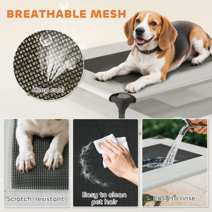 PawHut Portable Elevated Dog Bed with Removable Canopy, Cooling Raised Pet Cot for Small Medium Dogs, 76 x 61 x 60 cm
