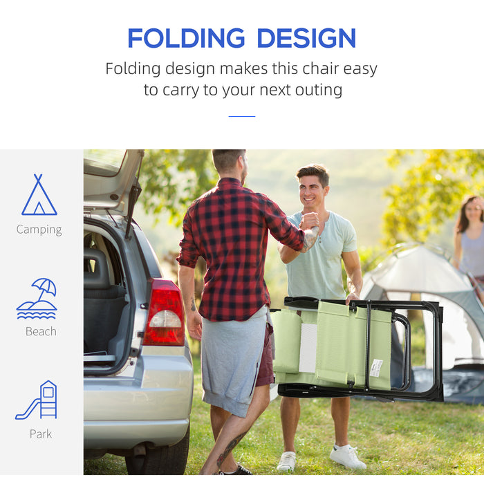Outsunny Folding Garden Chairs Set of 2, 5-Position Recliner Camping Chair with High Back, All Weather Texteline Seat, Portable Outdoor Dining Chairs with Headrests for Patio, Picnic, Green