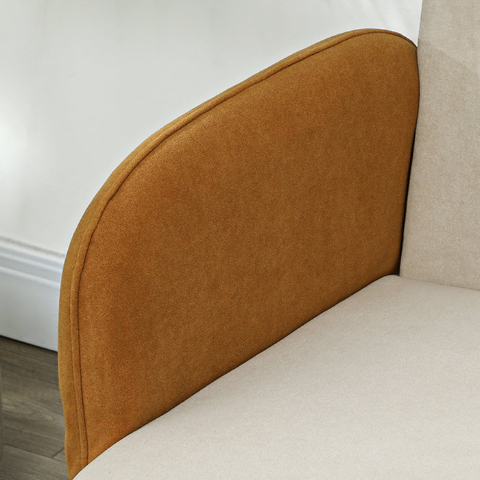 HOMCOM Small 2 Seater Sofa, Modern Nordic Loveseat Sofa Couch with Rubber Wood Legs, Velvet Fabric Sofa for Living Room, Bedroom, Small Space, 130 x 74 x 76cm, Cream White and Orange