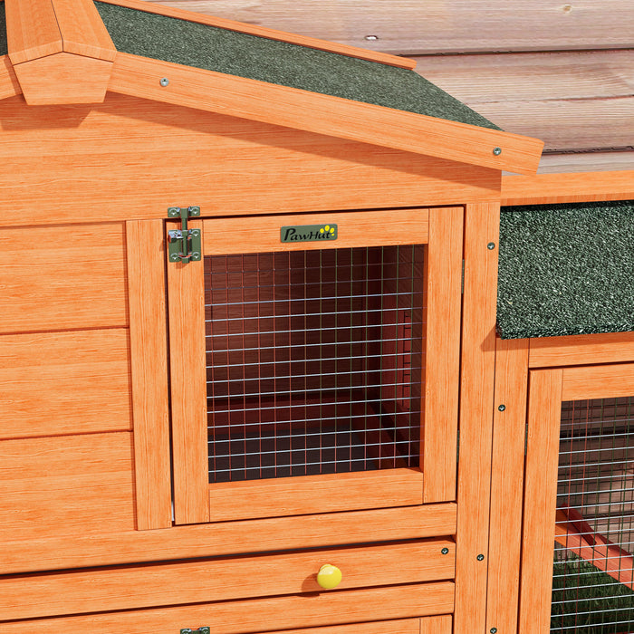 Deluxe 2-Tier Rabbit Hutch with Run and Ramp - Includes Slide-Out Tray, Perfect for Garden and Yard Use - Spacious Shelter for Rabbits and Small Animals