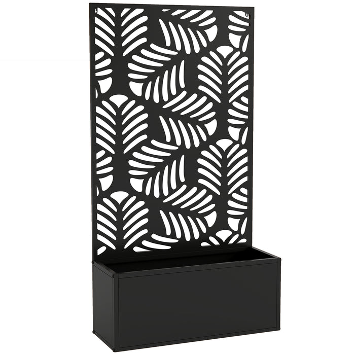 Outsunny Metal Garden Bed for Garden with Trellis, Wall Mounted or Freestanding Raised Planter with Privacy Screen