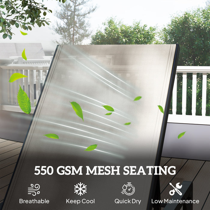 Outsunny Folding Sun Lounger, 5-Position Adjustable Garden Chaise Lounge Sunbed, Steel Frame Reclining Chair for Beach, Porch, Patio, Camping, Khaki