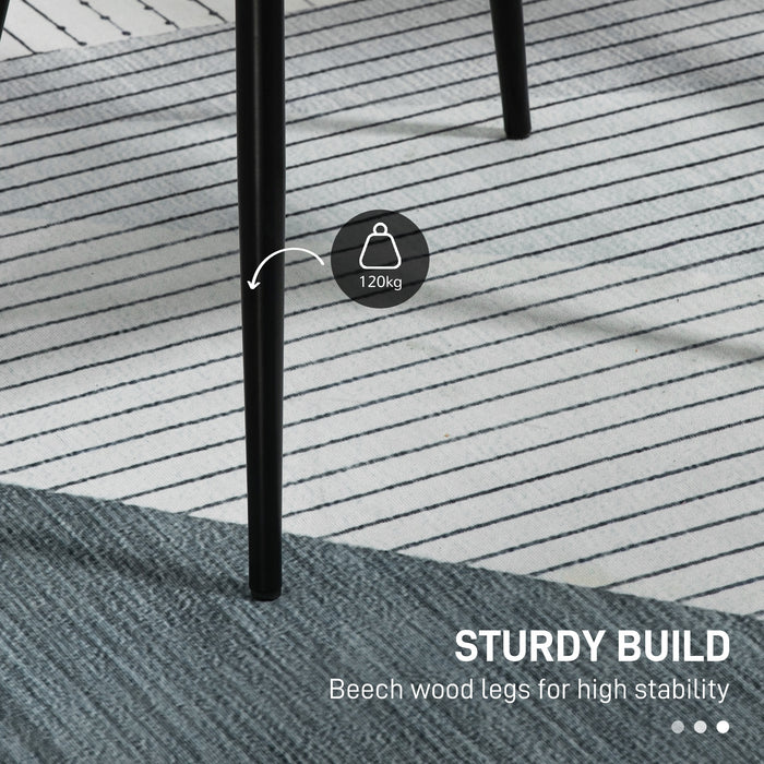 HOMCOM Dining Chairs Set of 4, Upholstered Linen Fabric Kitchen Chairs with Metal Legs for Living Room Dining Room, Light Grey