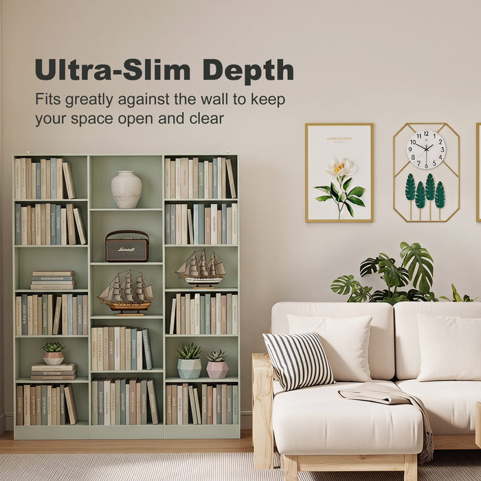HOMCOM Bookcase with Open Storage, 6-Tier Bookshelf with Anti-Tipping Hardware, Light Green