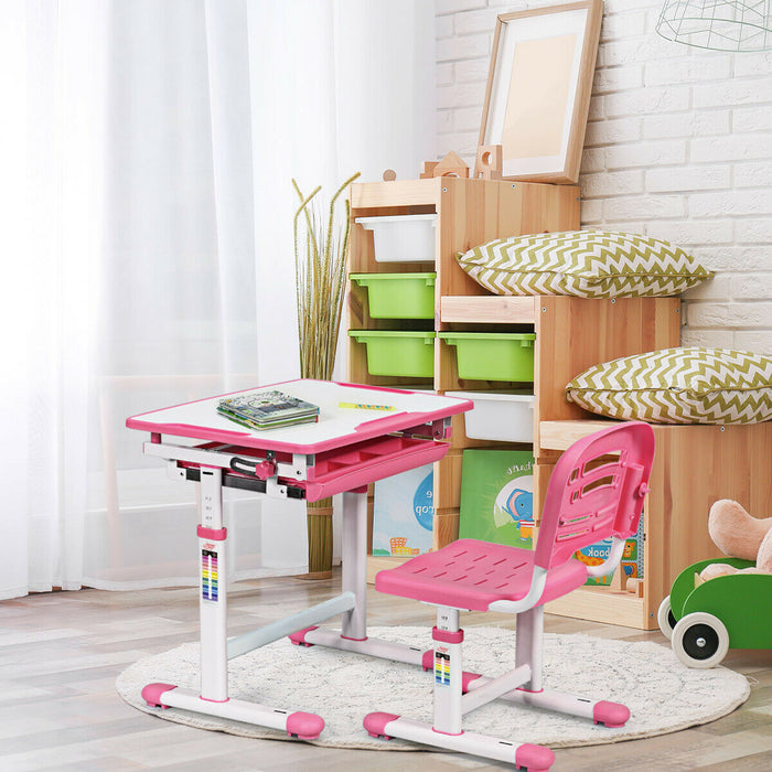 Children's Ergonomic Height Adjustable Study Desk and Chair-