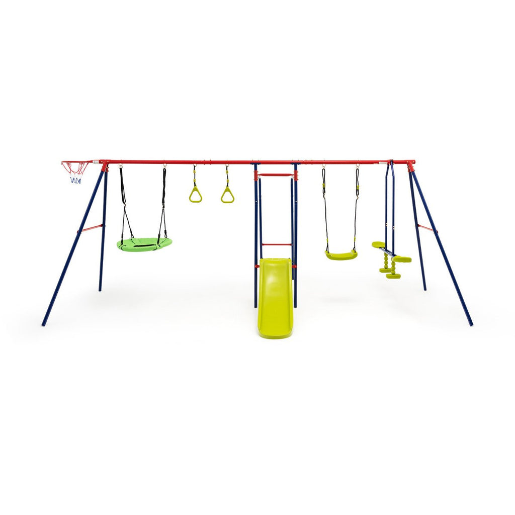 7-in-1 Kids Swing Set with 2 Swings for Kids Aged 3-