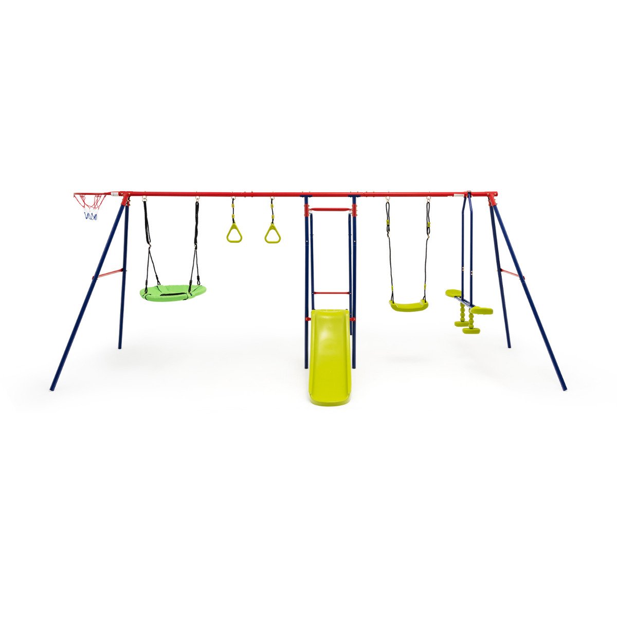 7-in-1 Kids Swing Set with 2 Swings for Kids Aged 3-