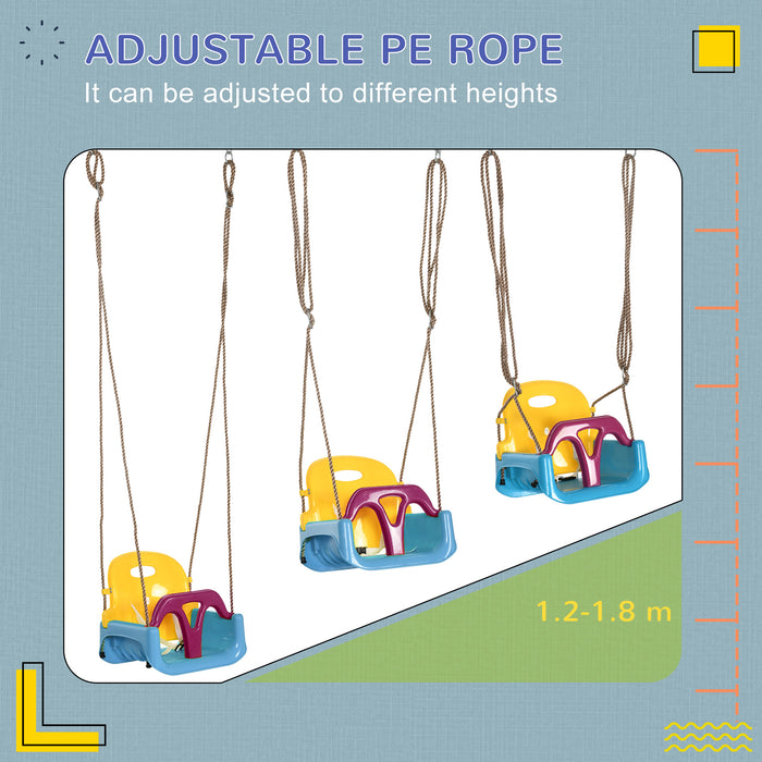 Outsunny 3 in 1 Detachable Kids Swing Seat with Seatbelt, Adjustable Rope for Indoor, Outdoor, Light Blue