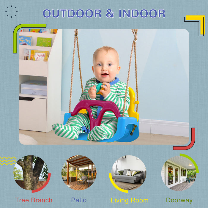 Outsunny 3 in 1 Detachable Kids Swing Seat with Seatbelt, Adjustable Rope for Indoor, Outdoor, Light Blue