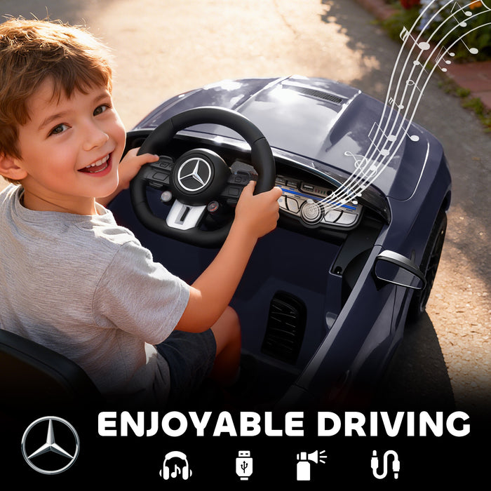 AIYAPLAY Licensed Mercedes AMG Kids Electric Car, 12V Ride On Car with Dual Motors, Remote Control for 3-6 Years, Grey