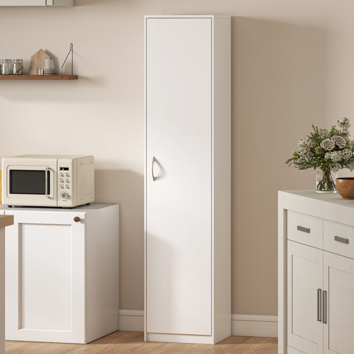 HOMCOM 180cm Tall Kitchen Cupboard, Freestanding 5-Tier Pantry Storage Cabinet with Adjustable Shelf, White