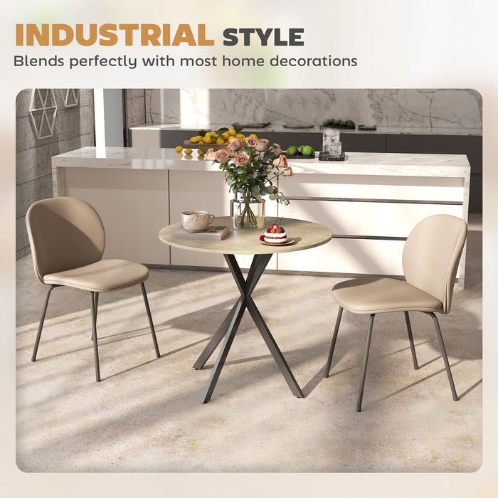 HOMCOM 80cm Industrial Round Dining Table - Oak