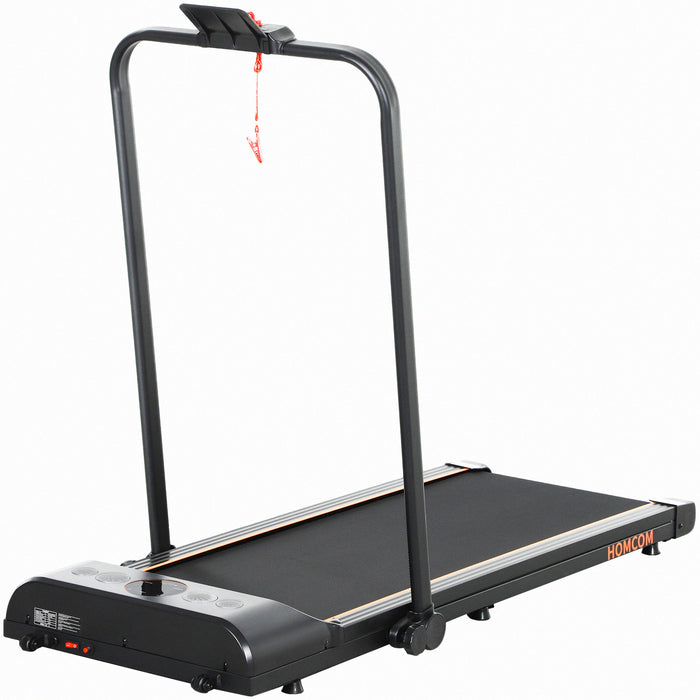 HOMCOM Foldable Walking Treadmill, with LED Display and Wheels, for Home, Office & Fitness Studio, Orange
