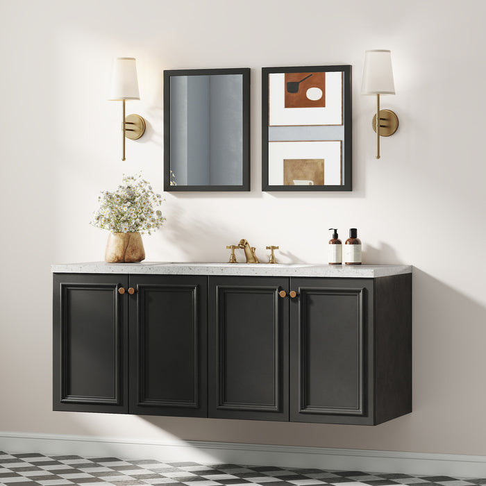 HOMCOM Wall Bathroom Mirror, 30 x 40 cm Wall-Mounted Mirror for Living Room, Bedroom, Hallway, Set of 2, Black