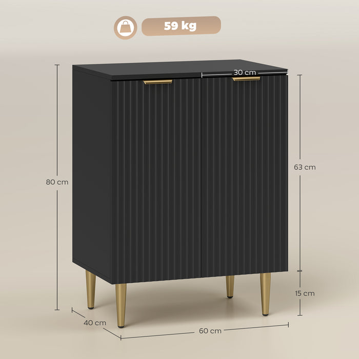 HOMCOM Sideboard Buffet Cabinet, Modern Kitchen Storage Cabinet with Adjustable Shelves and Metal Legs, Black