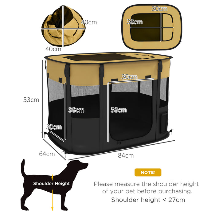 Portable Folding Dog Playpen with Carry Bag - Indoor/Outdoor Pet Enclosure, Bright Yellow - Convenient Space for Pets to Play and Rest