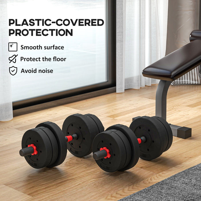 20kg 2-in-1 Adjustable Dumbbells Set - Versatile Hand Weight and Barbell Combo for Fitness and Lifting Training - Ideal for Home, Office, and Gym Workouts
