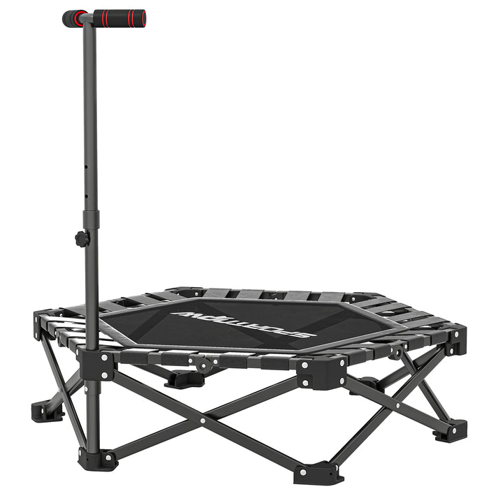 SPORTNOW 42" Foldable Mini Trampoline, One-Step Fold & Open, Rebounder Trampoline with 3-Level Adjustable Handle for Adults