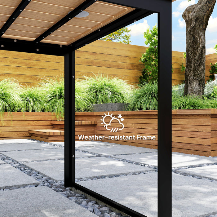 Outsunny Garden Table for 6 People, 160 x 80 x 75 cm Rectangle Outdoor Dining Table with Slatted Table Top, Metal Frame, for Balcony, Deck, Teak