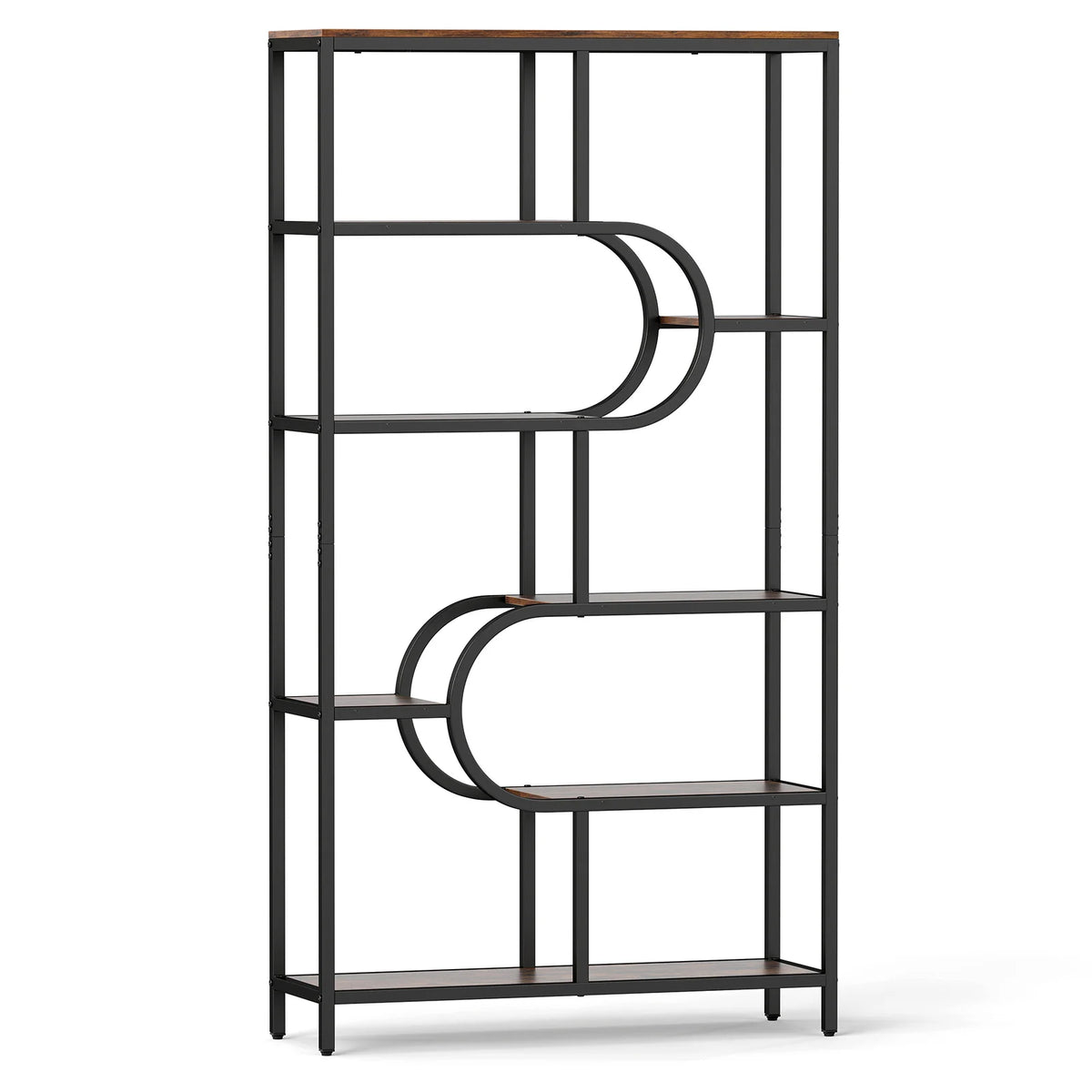 8-Tier Bookshelf Tall Etagere Bookcase with Open Storage Shelves-Brown