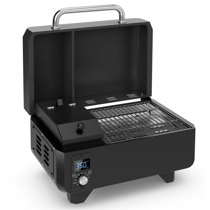 8-in-1 Portable Pellet Grill with Digital Control and Meat Probe for Backyard-