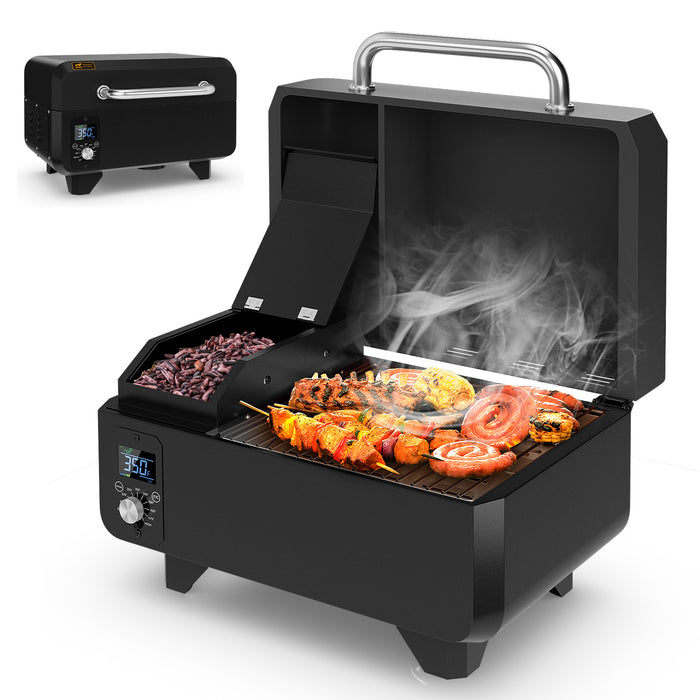 8-in-1 Portable Pellet Grill with Digital Control and Meat Probe for Backyard-