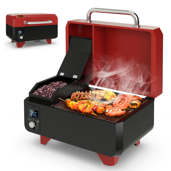8-in-1 Portable Pellet Grill with Digital Control and Meat Probe for Backyard-