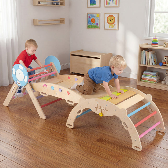 8-in-1 Wooden Triangle Set Foldable Montessori Climbing Toys-
