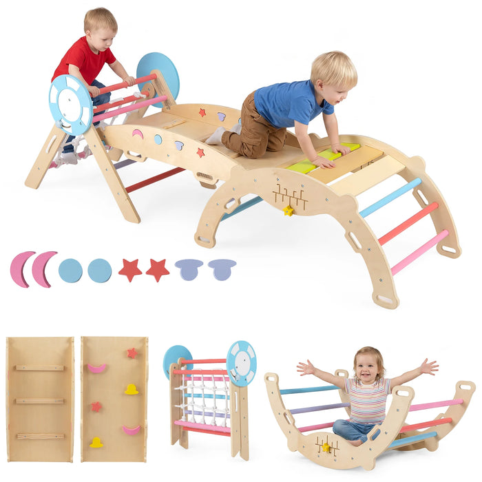 8-in-1 Wooden Triangle Set Foldable Montessori Climbing Toys-
