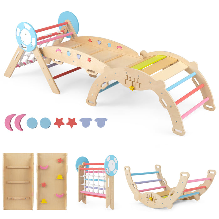 8-in-1 Wooden Triangle Set Foldable Montessori Climbing Toys-