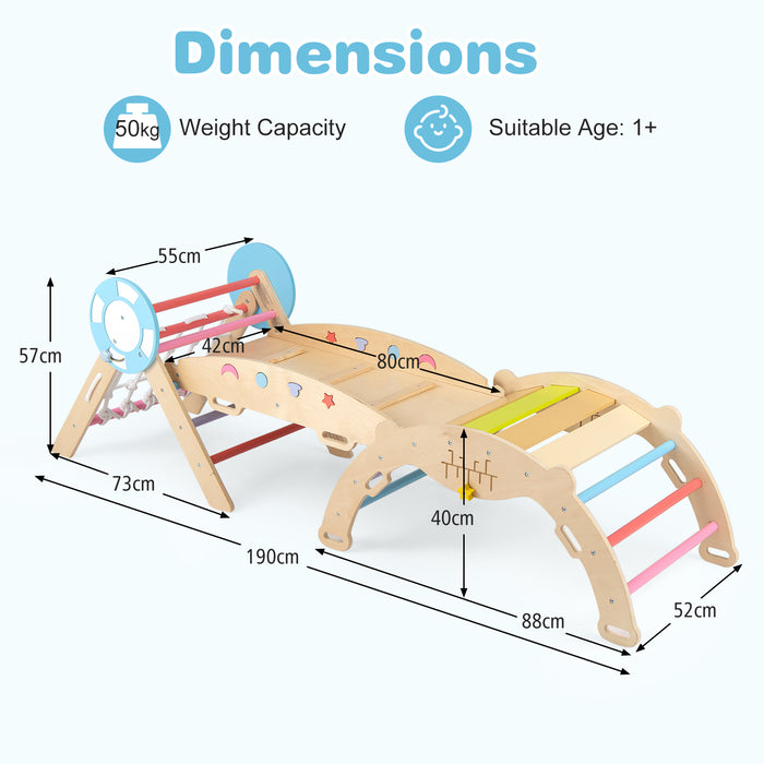 8-in-1 Wooden Triangle Set Foldable Montessori Climbing Toys-