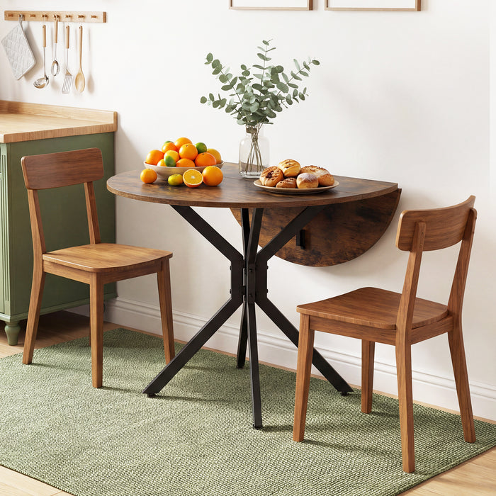 80 CM Round Dining Table for 2-4 People Drop Leaf Expandable Kitchen Table-