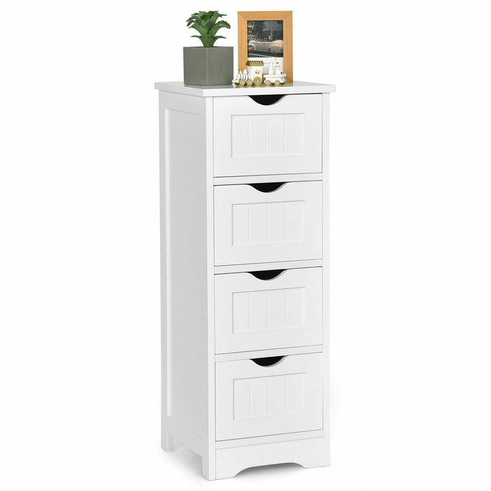 4 Drawers Bathroom Floor Cabinet with Curved Handle-