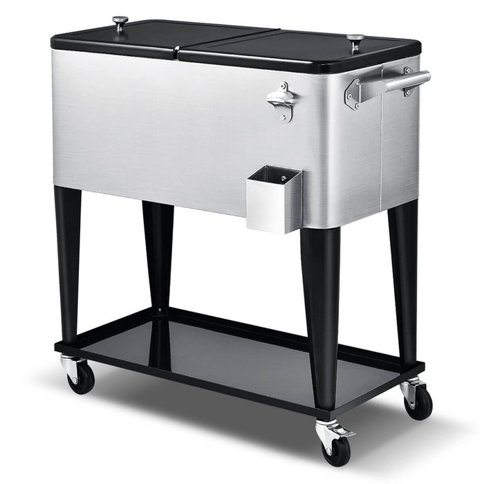76L Bar Party Drink Trolley - Ice Bucket Car Cooler for Outdoor, Patio, Pool - Ideal for Entertaining & Keeping Drinks Chilled