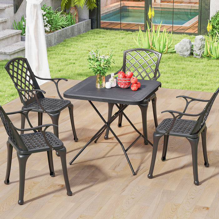 80 cm Square Folding Picnic Table 4-Person Patio Dining Table-